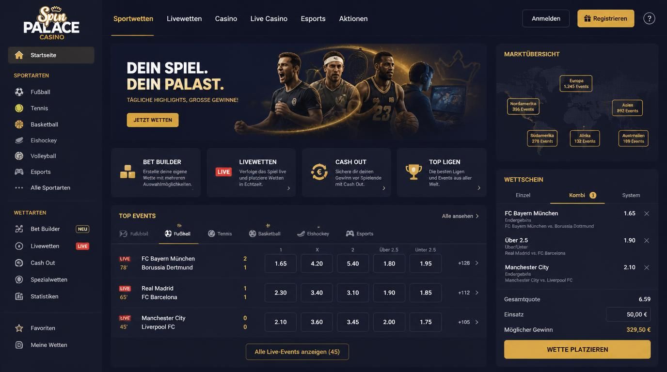 Vielseitiges Wettangebot inkl. Sportarten und Wettfunktionen