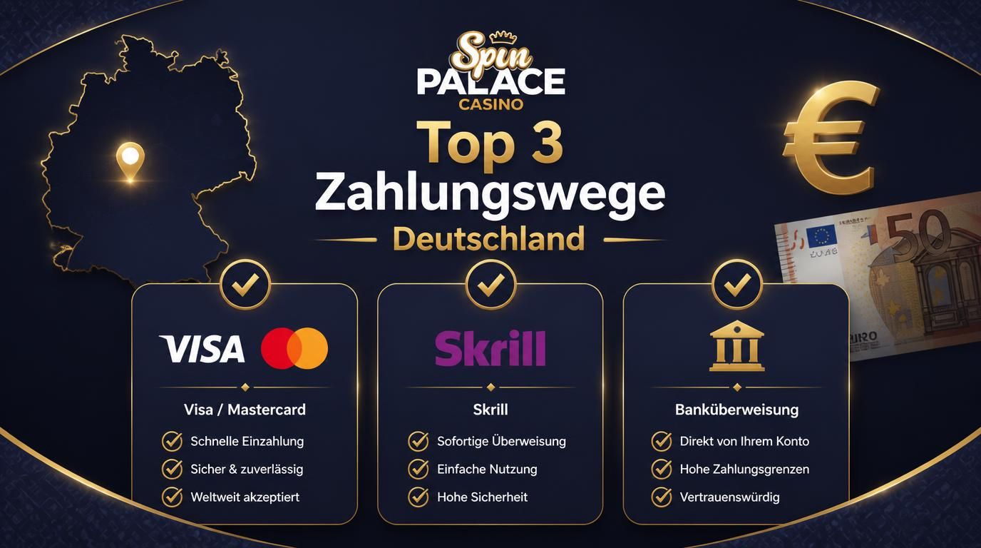 Darstellung der drei empfohlenen Zahlungsarten mit Symbolen.